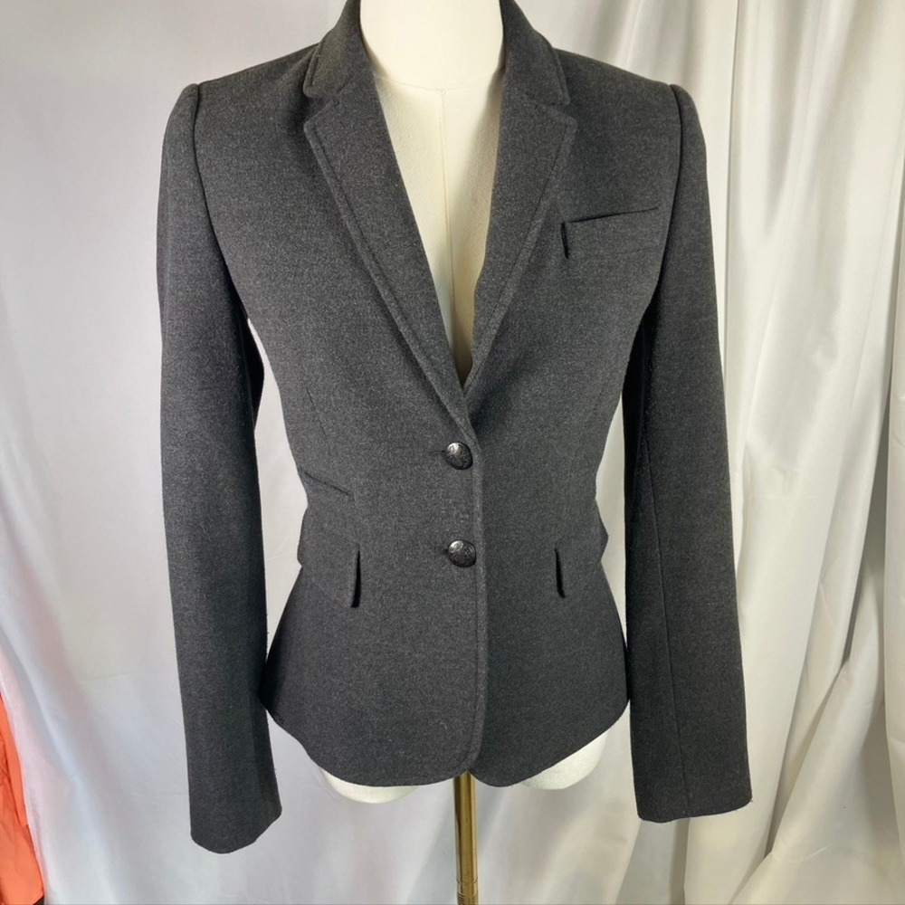 Cremieux Gray Wool Blend Blazer Jacket Women's 0 Business Career Tailored Fitted - Picture 11 of 11